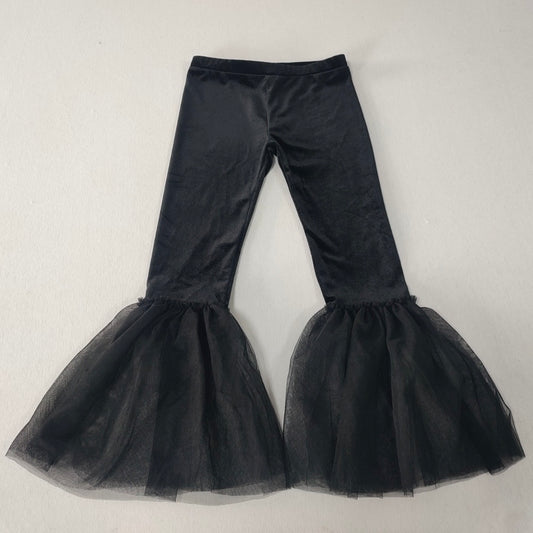 Tulle Bell Bottom Pants - Black