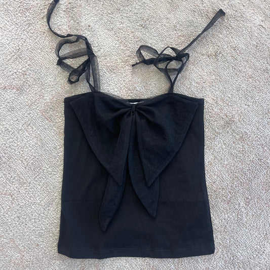 Bardot Bow Top - Black